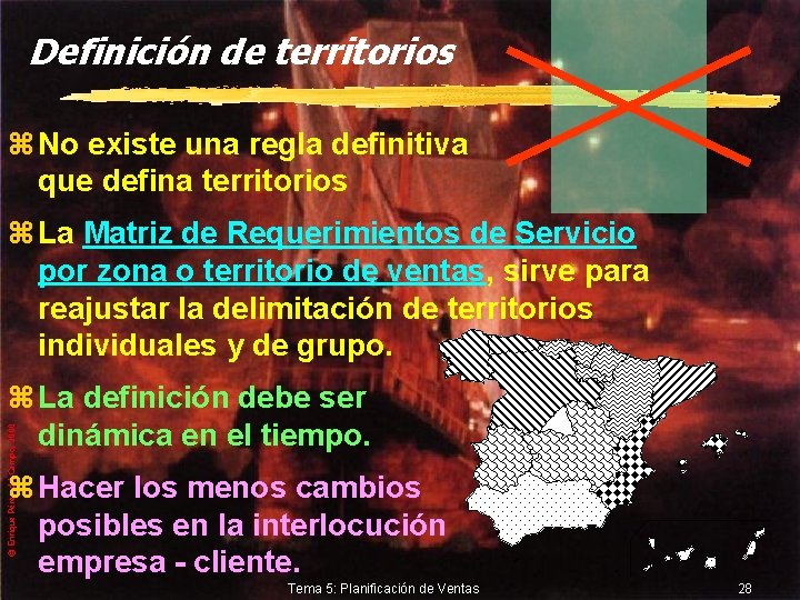 Definición de territorios z No existe una regla definitiva que defina territorios z La