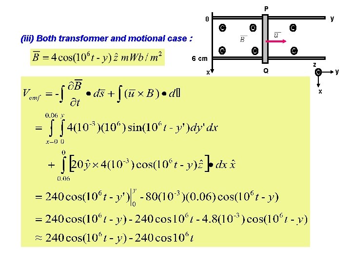 P y 0 (iii) Both transformer and motional case : 6 cm x Q