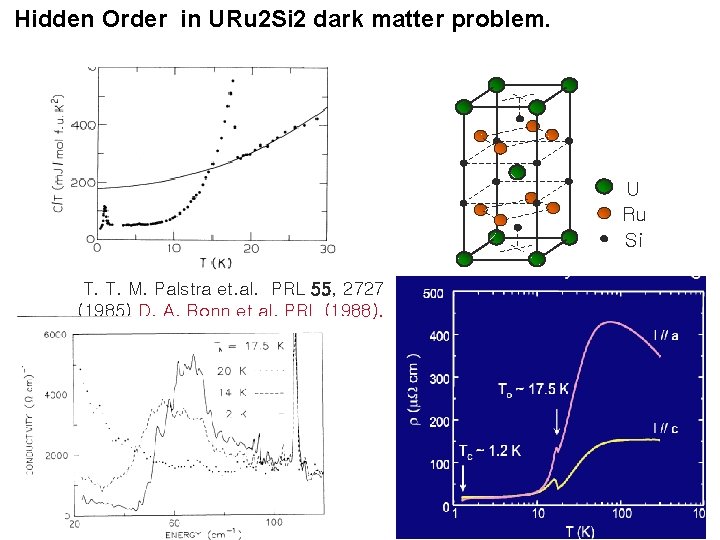 Hidden Order in URu 2 Si 2 dark matter problem. U Ru Si T.