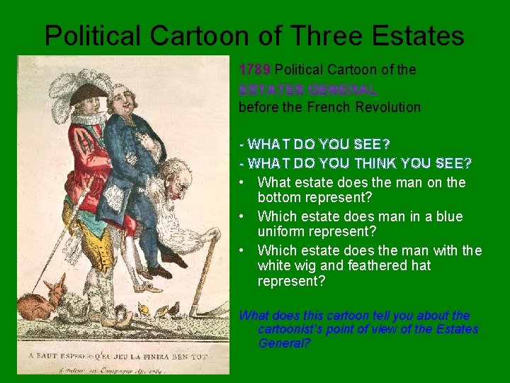 Political Cartoon of Three Estates 1789 Political Cartoon of the before the French Revolution