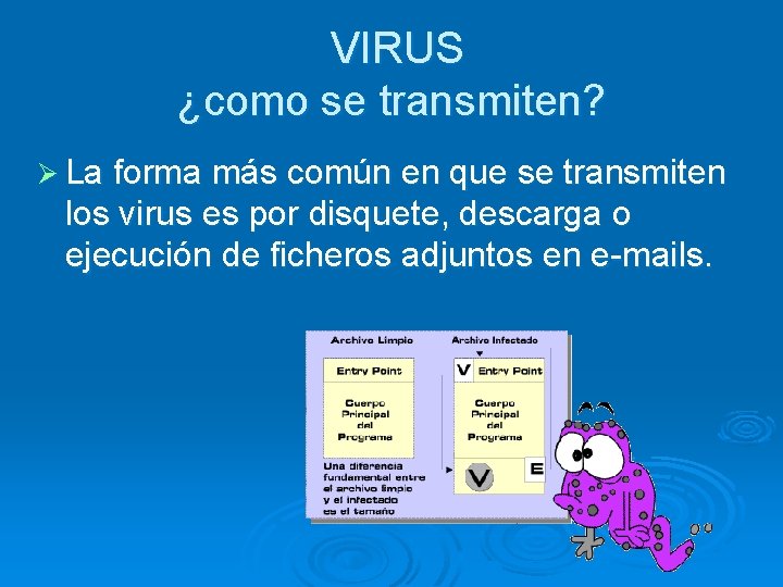  VIRUS ¿como se transmiten? Ø La forma más común en que se transmiten