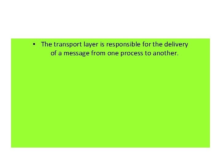  • The transport layer is responsible for the delivery of a message from