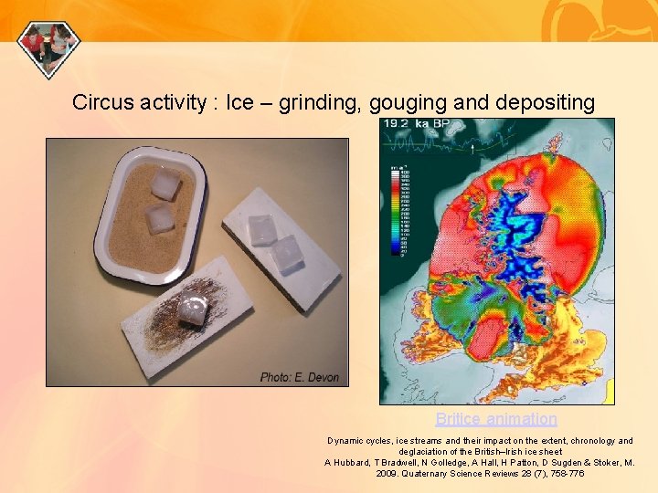 Circus activity : Ice – grinding, gouging and depositing Britice animation Dynamic cycles, ice