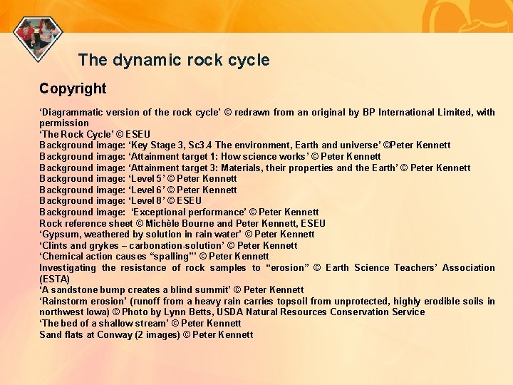 The dynamic rock cycle Copyright ‘Diagrammatic version of the rock cycle’ © redrawn from