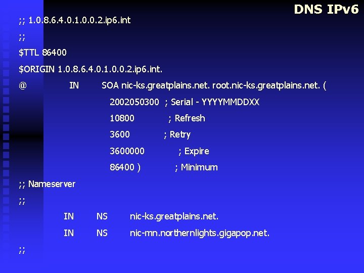 DNS IPv 6 ; ; 1. 0. 8. 6. 4. 0. 1. 0. 0.