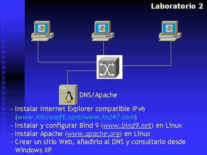 Laboratorio 2 DNS/Apache - Instalar Internet Explorer compatible IPv 6 (www. microsoft. com/www. hs