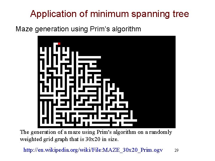 Application of minimum spanning tree Maze generation using Prim’s algorithm The generation of a