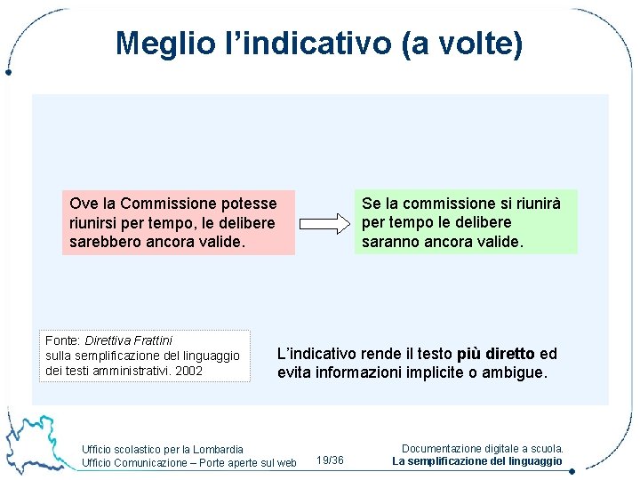 Meglio l’indicativo (a volte) Se la commissione si riunirà per tempo le delibere saranno