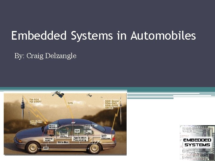 Embedded Systems in Automobiles By: Craig Delzangle 