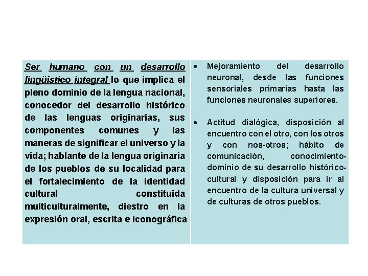 Ser humano con un desarrollo lingüístico integral lo que implica el pleno dominio de