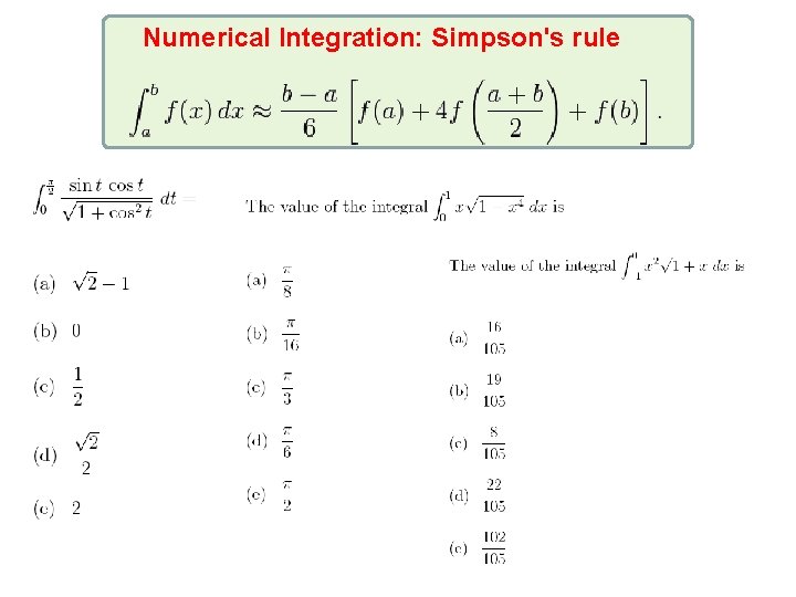 Numerical Integration: Simpson's rule 