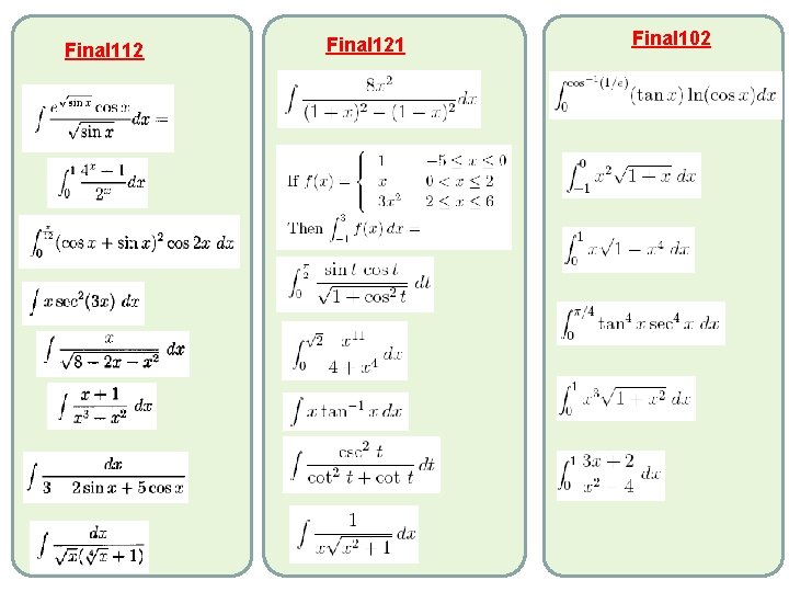 Final 112 Final 121 Final 102 