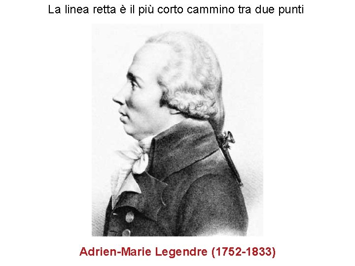 La linea retta è il più corto cammino tra due punti Adrien-Marie Legendre (1752