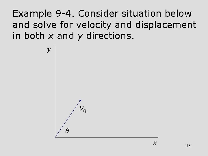 Example 9 -4. Consider situation below and solve for velocity and displacement in both