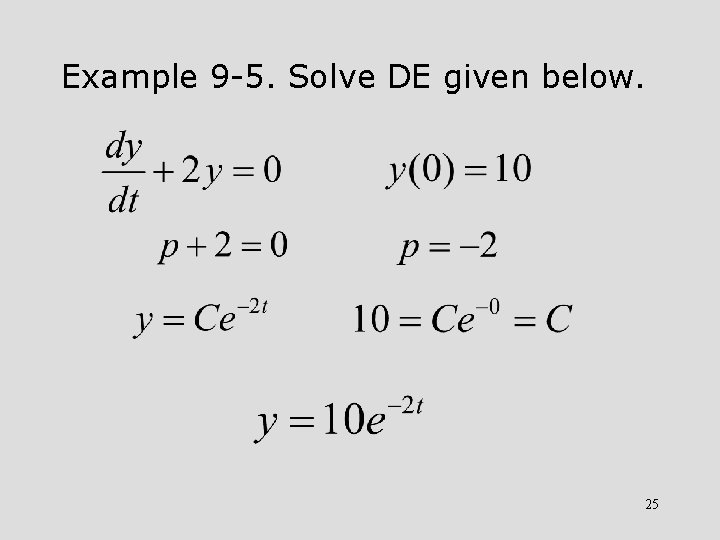 Example 9 -5. Solve DE given below. 25 