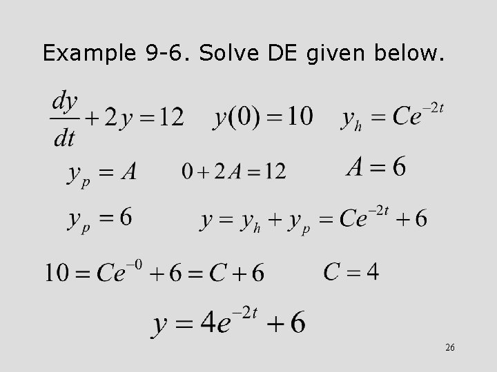 Example 9 -6. Solve DE given below. 26 