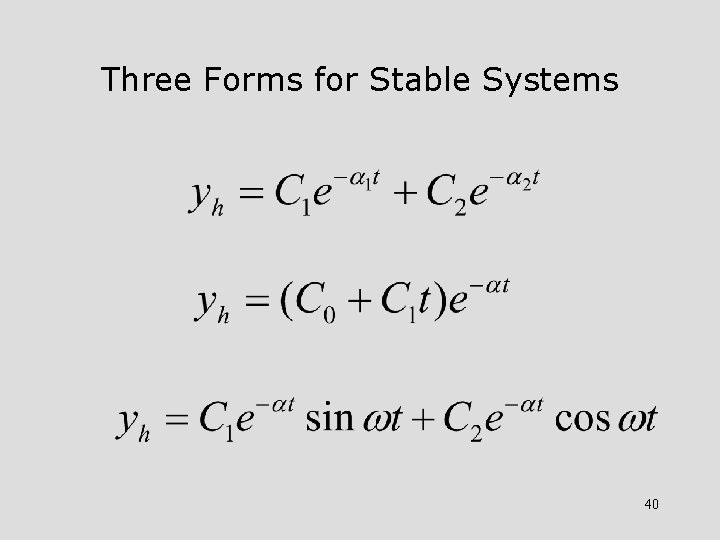 Three Forms for Stable Systems 40 