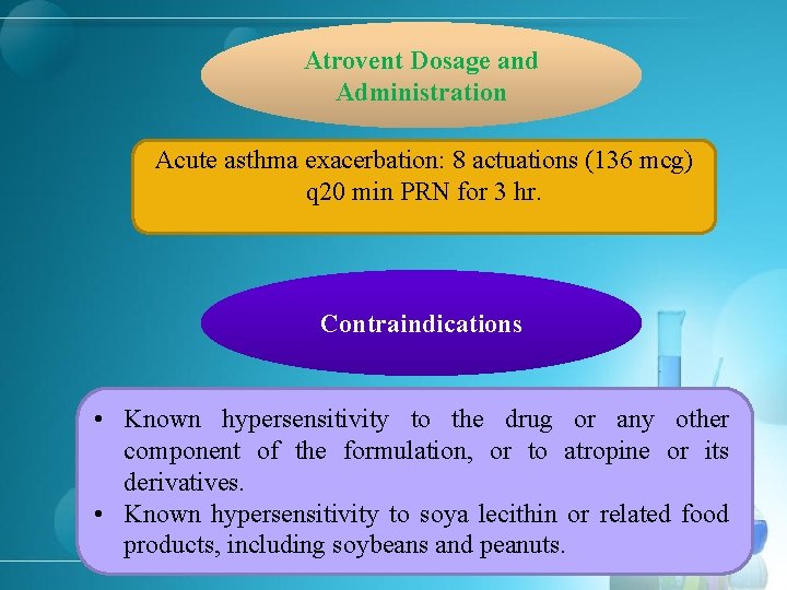 Atrovent Dosage and Administration Acute asthma exacerbation: 8 actuations (136 mcg) q 20 min