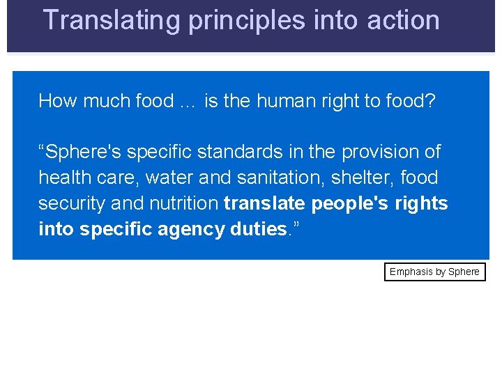 Translating principles into action How much food … is the human right to food?