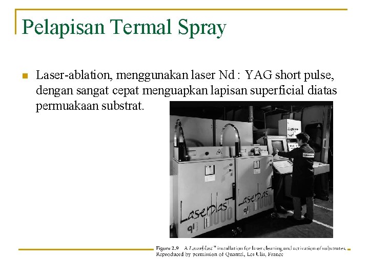 Pelapisan Termal Spray n Laser-ablation, menggunakan laser Nd : YAG short pulse, dengan sangat