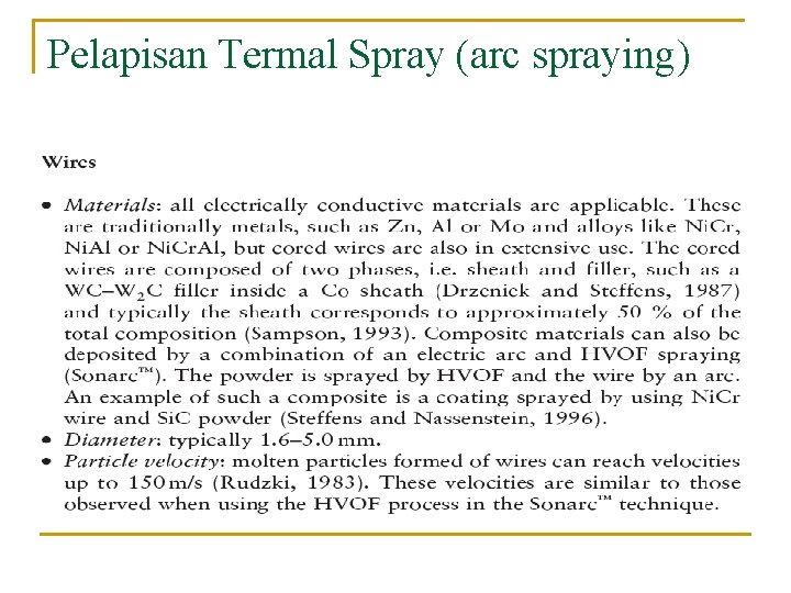 Pelapisan Termal Spray (arc spraying) 