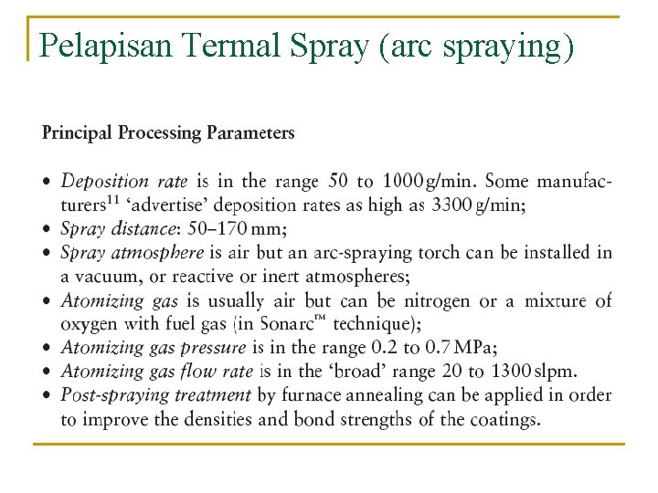 Pelapisan Termal Spray (arc spraying) 