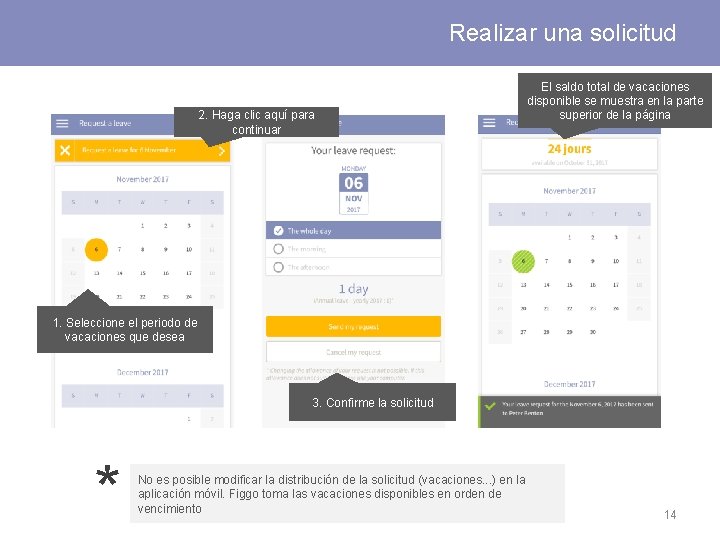 Realizar una solicitud 2. Haga clic aquí para continuar El saldo total de vacaciones