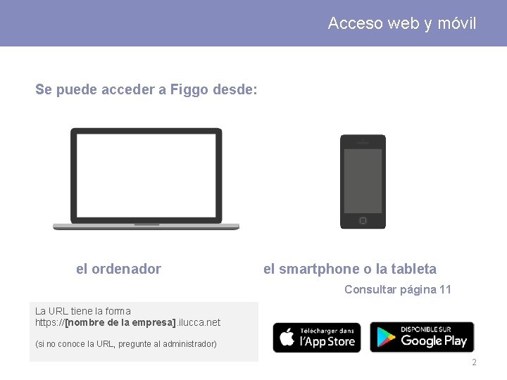 Acceso web y móvil Se puede acceder a Figgo desde: el ordenador el smartphone