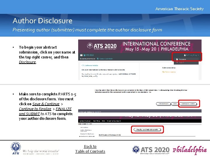American Thoracic Society Author Disclosure Presenting author (submitter) must complete the author disclosure form