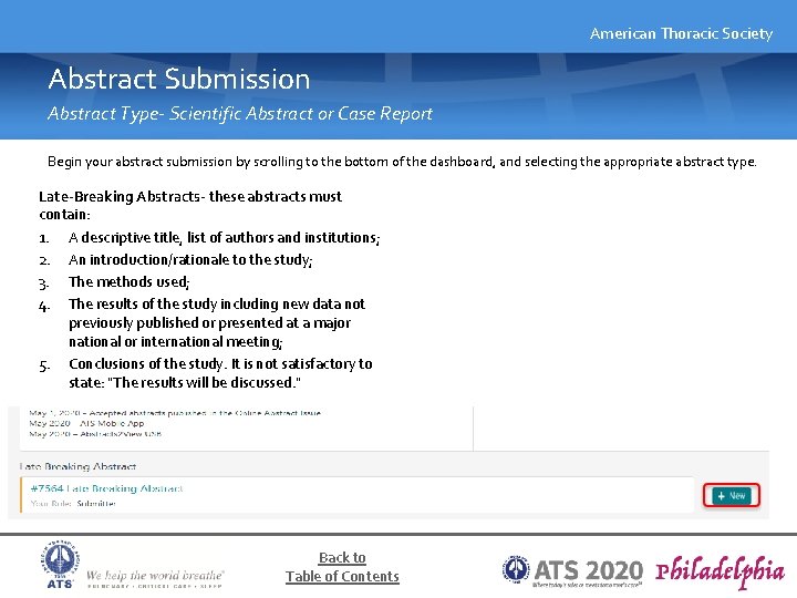 American Thoracic Society Abstract Submission Abstract Type- Scientific Abstract or Case Report Begin your