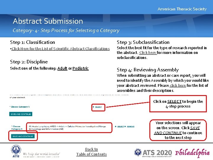 American Thoracic Society Abstract Submission Category- 4 - Step Process for Selecting a Category