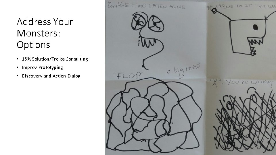 Address Your Monsters: Options • 15% Solution/Troika Consulting • Improv Prototyping • Discovery and Address Your Monsters: Options • 15% Solution/Troika Consulting • Improv Prototyping • Discovery and