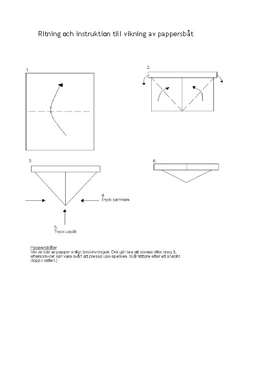 Ritning och instruktion till vikning av pappersbåt 