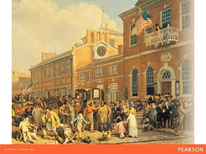 Election Day in Philadelphia (1815) An exuberant crowd celebrates in the square outside Independence