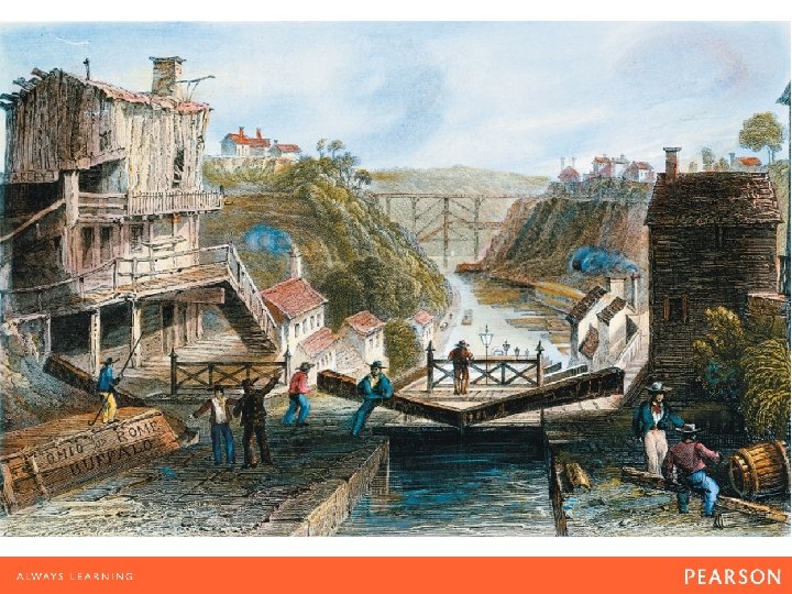 The Canal Boom Illustration of a lock on the Erie Canal at Lockport, New