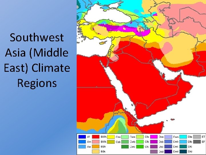 Southwest Asia (Middle East) Climate Regions 