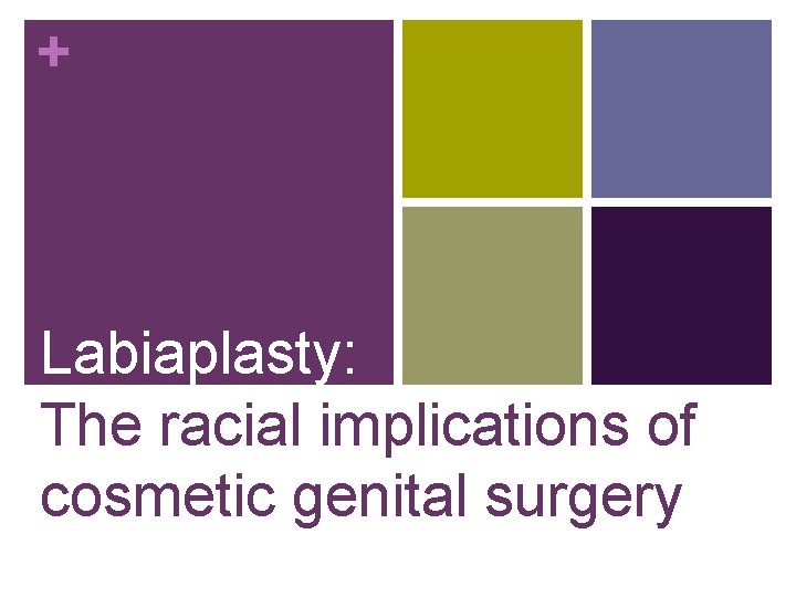+ Labiaplasty: The racial implications of cosmetic genital surgery 