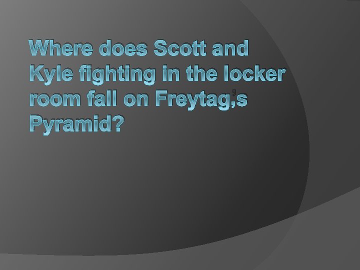 Where does Scott and Kyle fighting in the locker room fall on Freytag’s Pyramid?