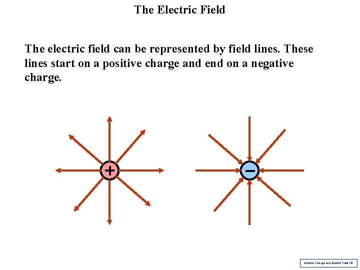 The Electric Field The electric field can be represented by field lines. These lines The Electric Field The electric field can be represented by field lines. These lines