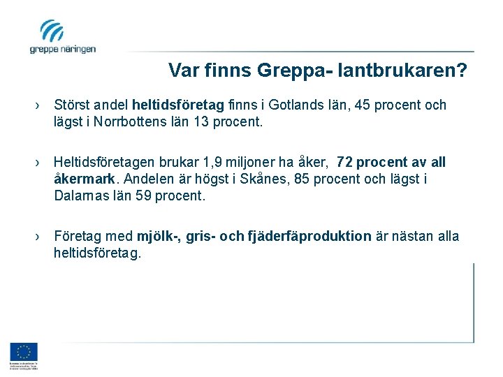 Var finns Greppa- lantbrukaren? › Störst andel heltidsföretag finns i Gotlands län, 45 procent