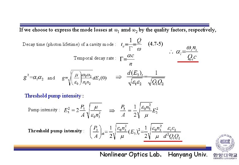If we choose to express the mode losses at w 1 amd w 2