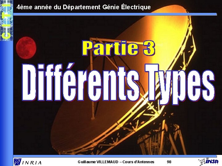 4ème année du Département Génie Électrique Guillaume VILLEMAUD – Cours d’Antennes 98 