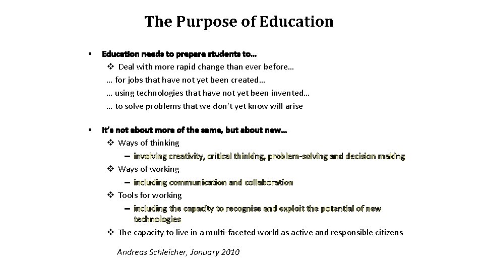 The Purpose of Education • Education needs to prepare students to… v Deal with The Purpose of Education • Education needs to prepare students to… v Deal with