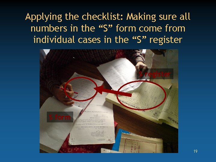 Applying the checklist: Making sure all numbers in the “S” form come from individual