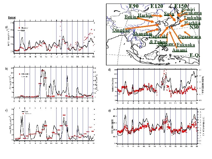 E 90 E 120 Beijing. Harbin Qingdao E 150 Sado Rishiri Tarukawa Tsukuba Hachijo