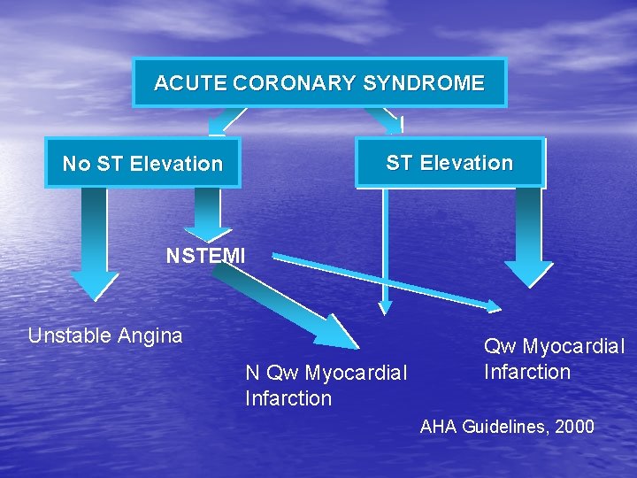 ACUTE CORONARY SYNDROME ST Elevation No ST Elevation NSTEMI Unstable Angina N Qw Myocardial