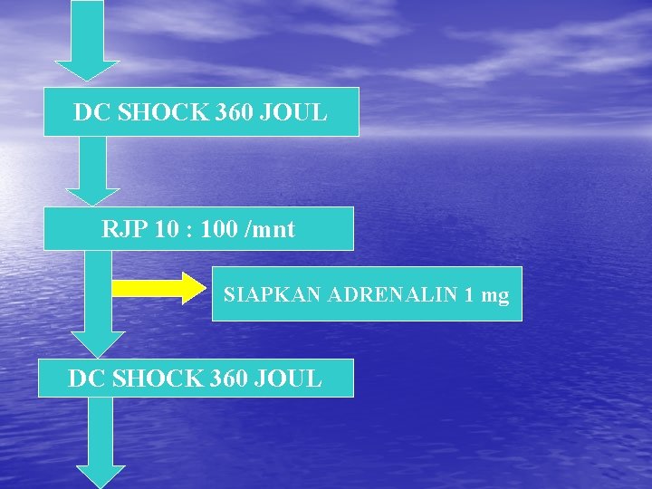 DC SHOCK 360 JOUL RJP 10 : 100 /mnt SIAPKAN ADRENALIN 1 mg DC