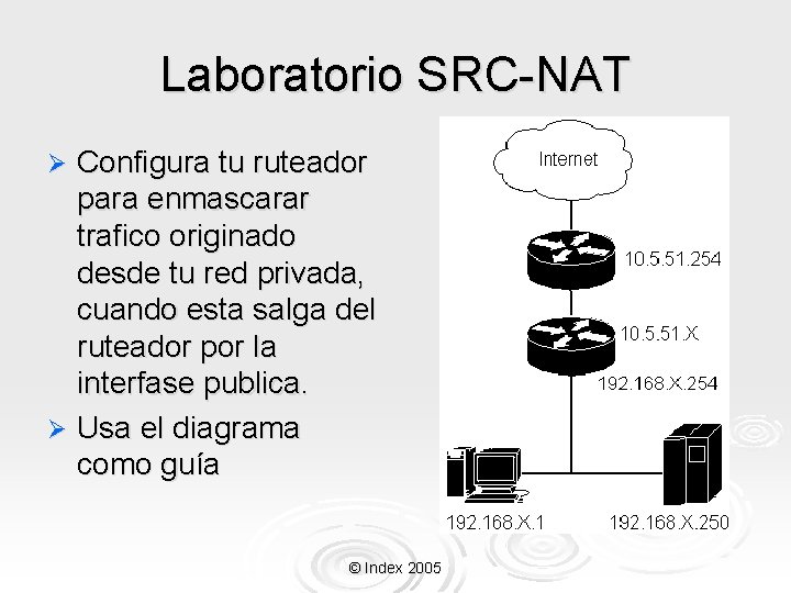 Laboratorio SRC-NAT Configura tu ruteador para enmascarar trafico originado desde tu red privada, cuando