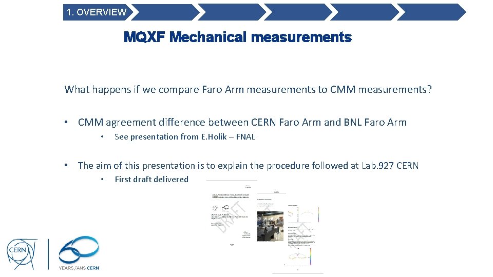 1. OVERVIEW MQXF Mechanical measurements What happens if we compare Faro Arm measurements to