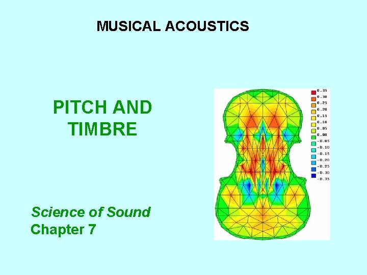 MUSICAL ACOUSTICS PITCH AND TIMBRE Science of Sound Chapter 7 